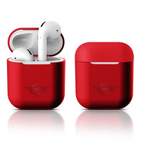 Чехол MINI Liquid silicone на Apple Airpods Pro / Аирподс Про силиконовый с лазерным покрытием Laser logo, красный