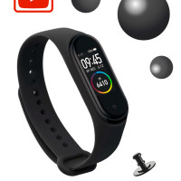 Ремешок для фитнес-браслета Xiaomi Mi Band 3, Mi Band 4 (Ксиоми Ми Бенд 3/4) + дополнительная кнопка, черный, Cavolo