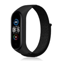 Тканевый/Нейлоновый ремешок для фитнес-браслета Xiaomi Mi Band 3/4/5/6/7, черный