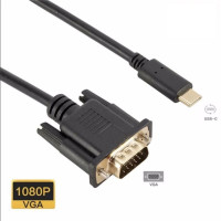 Кабель / переходник / адаптер USB Type-C (папа) to VGA (папа) Full HD 1080p 60Hz для передачи видео на монитор компьютера, ноутбука, проектора, 1.8 метра