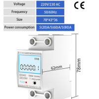 GTRIC Электрический измеритель энергии 2P однофазный ЖК цифровой дисплей DIN-рейка монтажный 2-проводной Электрический измеритель ваттметр AC 230 В 50 Гц