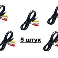 5 ШТ Шнур mini-jack 3.5 мм 4 pin TRRS - 3RCA 1.5м для Триколор ТВ (кабель джек - колокольчики)