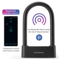 Велосипедный Замок ROCKBROS, умный водонепроницаемый надежный велосипедный замок U-образной формы с функцией распознавания отпечатков пальцев, Bluetooth, зарядка через USB