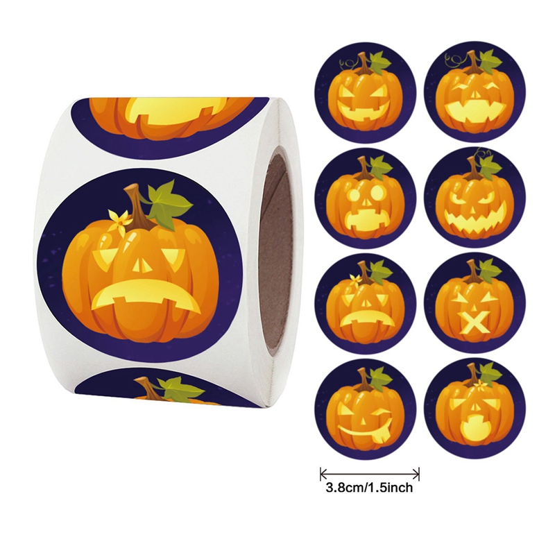 500 pcs/roll Halloween pumpkin stickers Halloween Party Gifts Stickers Pumpkin for Halloween party description