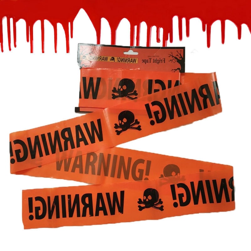 1PC 5M Halloween Props Window Prop Warning Line Plastic Skull Head Warning Tape Signs Halloween Decoration Barrier Safety