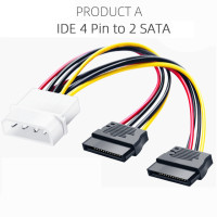 Кабель питания IDE Molex 4-контактный SATA Female Serial ATA Y