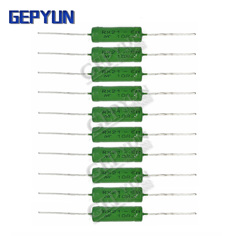 5PCS RX21 6W Wire Wound 5% Resistance Gepyun 1R 10R 100R 1K 10K 12K 15K 18R 20R 22R 24R 27R 30R 33R 36R Resistor RX21-6W