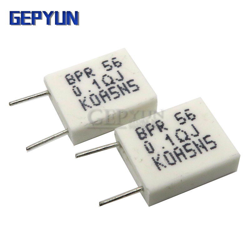 10pcs BPR56 5W 0.1 0.15 0.22 0.25 0.33 0.5 ohm Non-inductive Ceramic Cement Resistor 0.1R 0.15R 0.22R 0.25R 0.33R 0.5R Gepyun