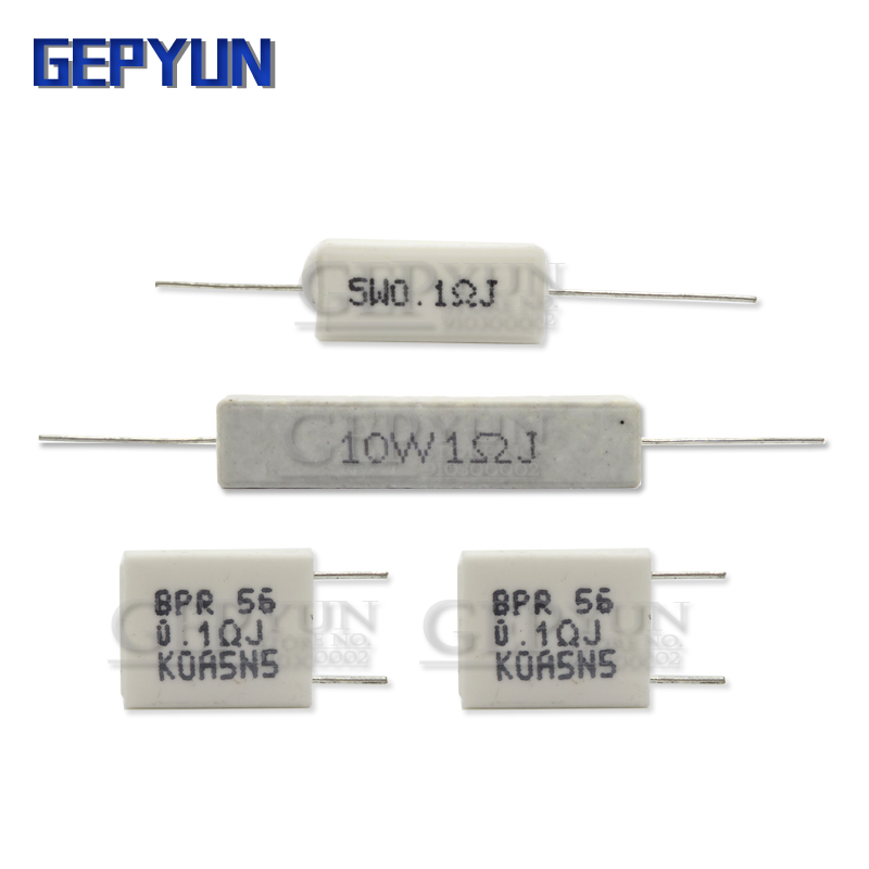 10pcs 5W 10W BPR56 Cement resistance 0.1 ~ 10k ohm 0.33R 1R 10R 100R 0.22 0.33 1 10 100 1K 10K ohm Cement resistor Fdkjgecf