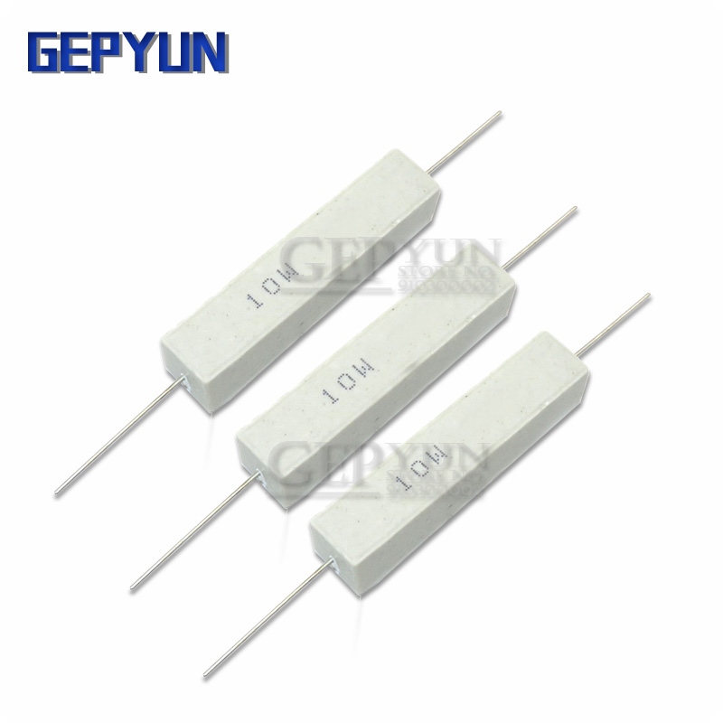 10pcs 10W Cement resistance resistor 1 2 5 8 10 15 20 25 100 ohm 1R 2R 5R 8R 10R 15R 20R 25R 100R 1k 2k 10k Gepyun