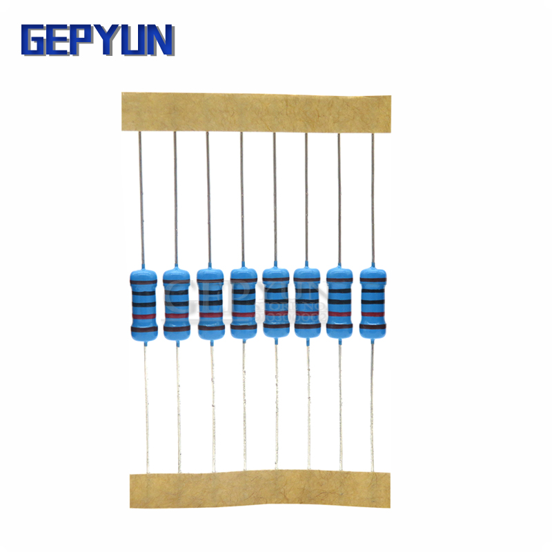 20pcs 1W Metal film resistor 1% 1 2 10 22 47 100 330 ohm 1K 4.7K 10K 22K 47K 100K 330K 470K 2R 10R 22R 47R 100R Gepyun 1R ~ 1M