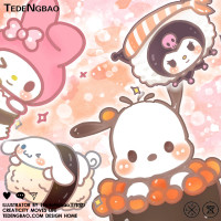 日系壽司三麗鷗玉桂狗庫洛米卡通情侶裝短袖上衣服夏動漫聯名T恤