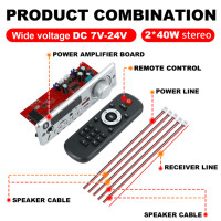 Плата декодирования MP3 12 В постоянного тока, Bluetooth 5,0, 40 Вт, усилитель звука «сделай сам», mp3-плеер, автомобильный модуль FM-радио, TF, микрофон 3,5 мм, USB Запись звонков