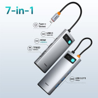 Baseus 7-в-1 Gen 2 USB C HUB 4K @ 60Hz HDMI 3 * USB 3,0 PD 100W Type C порт SD/TF кардридер для Macbook iPad M2 M1 Steam Deck