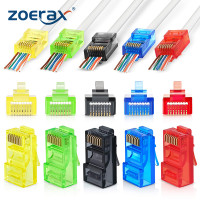 Проходные разъемы ZoeRax RJ45 Cat6, разные цвета, от EZ до Crimp, Модульный штекер для прочного или многожильного сетевого кабеля UTP