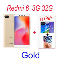 Смартфон Redmi Оригинальный Xiaomi Redmi 6 3GB 32GB /4GB 64GB 3000mAh 6,6 дюйма celular googleplay отпечаток пальца окта-ядро глобального Rom 4G смартфона 3/32 ГБ, золотой