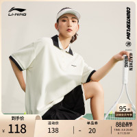 李寧CF溯×HZW網球聯名款短袖POLO衫女士2023新款翻領夏季運動服