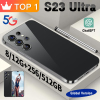 Смартфон sgu Официальный флагманский магазин Global Edition S23 Ultra 7.3 дюйм смартфоны 8/256 ГБ, черно-серый, черный