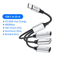 Адаптер 3-в-1 с USB C на Dual USB C Type C OTG