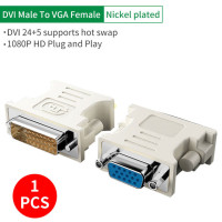 Адаптер DVI-VGA DVI-I Male 24 + 5 pin to VGA Female Adapter Converter 1080P Video Graphics Card Converter Для ПК-проектора HDTV