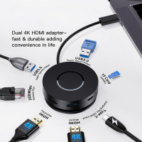 Док-станция Getatek USB C с 2 портами 4K HDMI 100 Вт PD Micro SD Card Reader USB 3,0 Hub RJ45 для MacBook Dell HP Lenovo