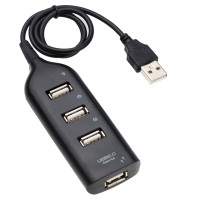 Высокоскоростной универсальный USB-разветвитель с 4 USB-портами и кабелем, цвет черный/белый