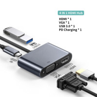 4K Type-C концентратор USB C к HDMI-совместимый разветвитель USB-C HDMI-совместимый USB 3,0 PD адаптер для быстрой зарядки аксессуары для ПК