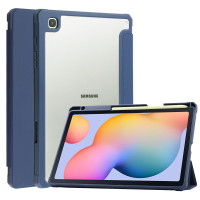 Ультра-тонкий чехол-обложка для Samsung Galaxy Tab S6 Lite 10.4 SM-P619 (2022) с дизайном Smart Case синий кожаный с функцией смарт включения-выключения