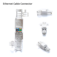 Белый коннектор RJ45 без инструментов, без обжима, коннекторы для кабеля Ethernet видеонаблюдения, без инструмента, прозрачная головка, разъем CAT6A RJ45, 1 шт.