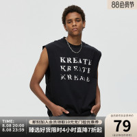 【王鶴棣同款】KREATE 腐蝕印花LOGO休閒街頭背心無袖T恤坎肩男女