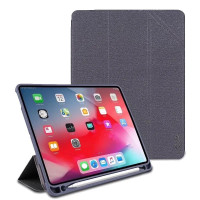 Чехол G-Case iPad 10.2" / 10.5" (модели в описании) с держателем для Apple Pencil тройное сложение + Camera Fold серый Denim Roadster Plus