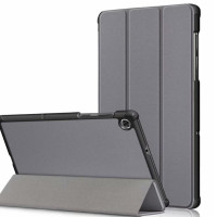 Чехол-обложка MyPads для Lenovo Tab M10 + Plus TB-X606F/M, Леново Таб М10 Плюс умный кожаный на пластиковой основе с трансформацией в подставку, серый