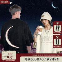 BJHG不計後果 夏季重磅麂皮絨反光短袖T恤男美式潮牌寬鬆情侶半袖