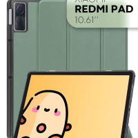 Чехол-книжка для планшета Xiaomi Redmi Pad (чехол из экокожи на Сяоми Редми Пад с диагональю 10,61 / Ксиоми Редми Пад 10,61), бренд КАРТОФАН, темно-зеленый