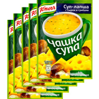 Knorr Чашка Супа быстрорастворимый суп Лапша с сыром и грибами, 15,5 гр 5 шт