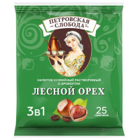 Кофейный напиток Петровская Слобода 3в1 с ароматом лесного ореха растворимый 18г, 25шт
