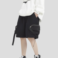 INSstudios 國潮牌情侶美式飄帶機能工裝短褲寬鬆直筒休閒五分褲