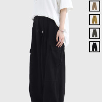 INSstudios 純色貼袋廓形工裝褲國潮情侶街頭復古寬鬆休閒長褲男