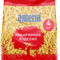 Макаронные изделия Ameria Fusilli Спиральки (Пружинки) из мягких сортов пшеницы № 42, 4кг
