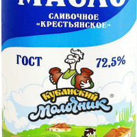 Масло сливочное Кубанский молочник "Крестьянское", 72,5%, 170 г