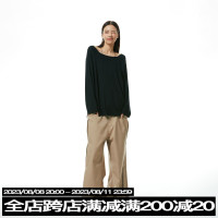 FUNKYFUN原創設計寬鬆薄款長袖T恤男女時髦寬領一字領長袖罩衫TEE