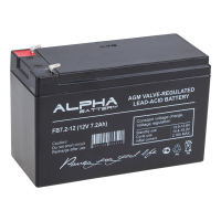 Свинцово-кислотный аккумулятор ALPHA BATTERY FB 7.2-12 (12 В, 7.2 Ач) по AGM–технологии, для электромобиля/системы охраны/ИБП