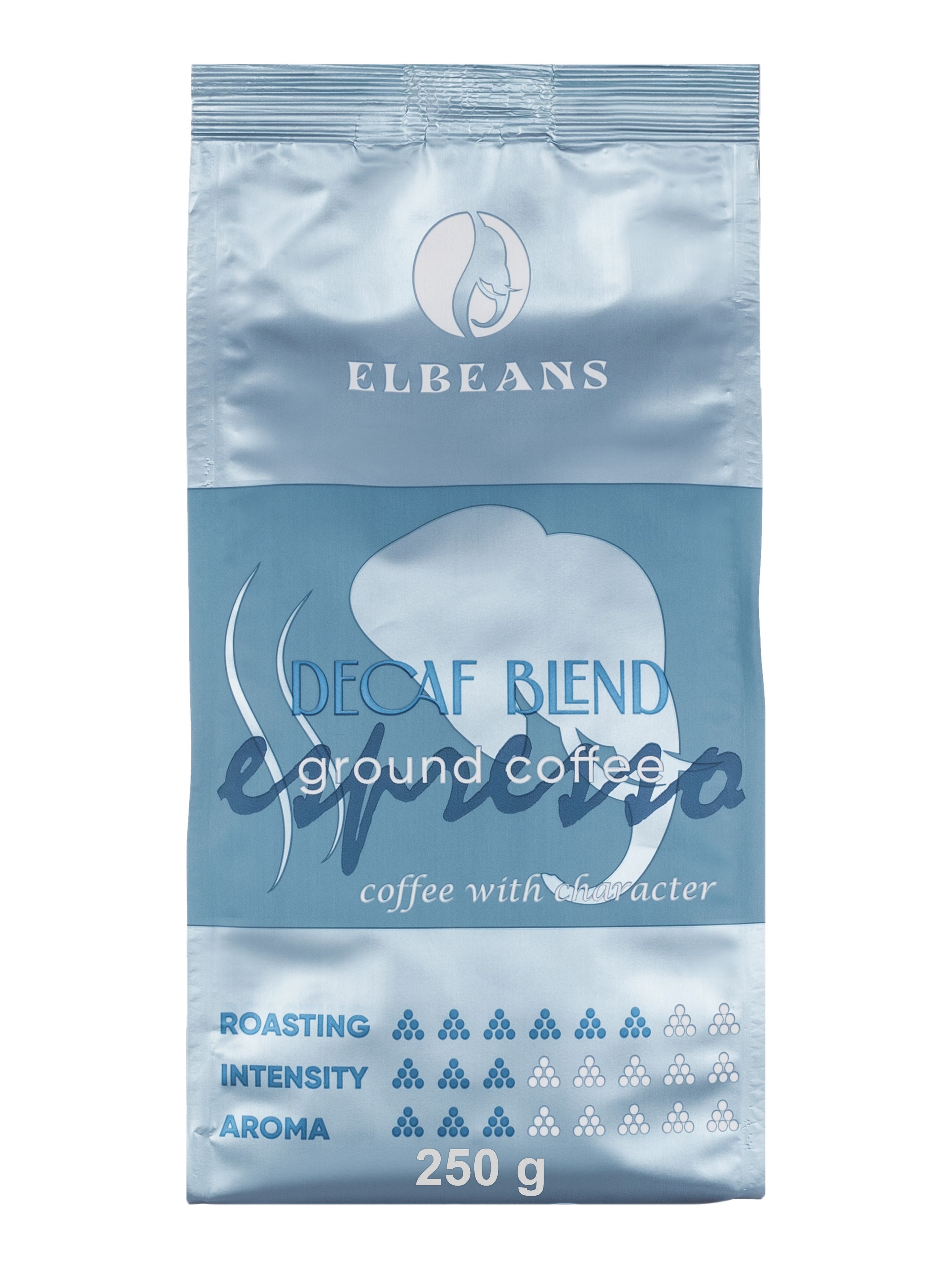 Кофе молотый Elbeans Decaf Blend Espresso, Декаф, в основе Arabica, для турки и кофемашины, 250 грамм