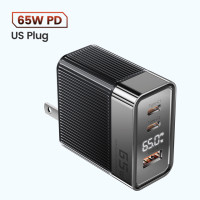 Зарядное устройство Toocki GaN, 65 Вт, USB Тип C, светодиодный дисплей, быстрая зарядка QC4.0 3,0 PD3.0 PPS для ноутбука Samsung S22 iPhone 15 Pro, зарядное устройство