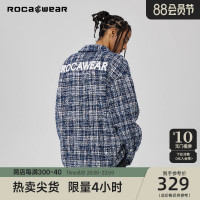 Rocawear小香風粗花呢編織襯衫外套寬鬆撞色刺繡春秋季情侶上衣潮