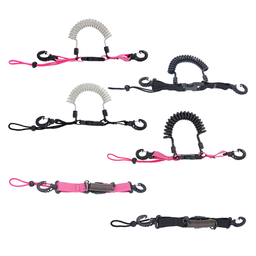 Scuba Diving Dive Snappy Coil Spring Spiral Lanyard With Clips Quick Release Buckle