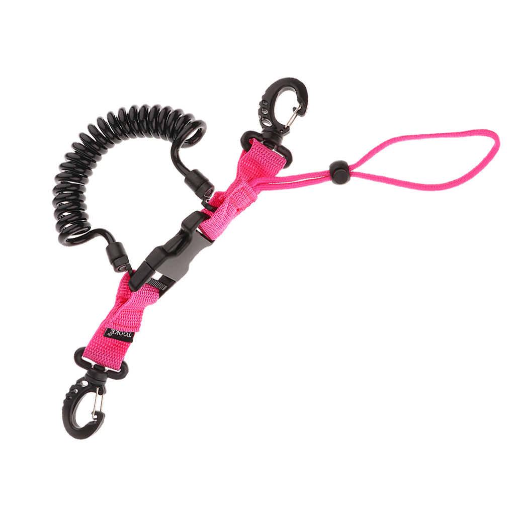 Scuba Diving Dive Snappy Coil Spring Spiral Lanyard With Clips Quick Release Buckle