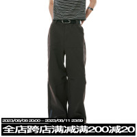 FUNKYFUN原創立體剪裁設計感寬鬆休閒褲闊腿褲時髦複合面料工裝褲