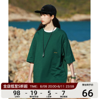 KOUEMGI空味 夏季日系綠色280g重磅短袖T恤男ins潮牌寬鬆純棉半袖