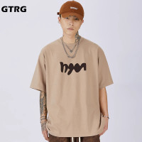 GTRG短袖個性簡約重磅310克純棉ins潮流痞帥日系印花落肩款T恤男